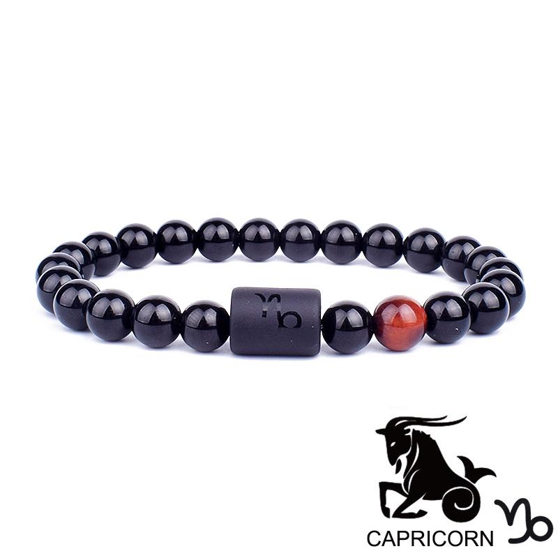 12 Constellation Bracelets Natural Black Onyx Bead Bracelet Star Sign Constellation Horoscope Couple Bracelet Friendship Jewelry