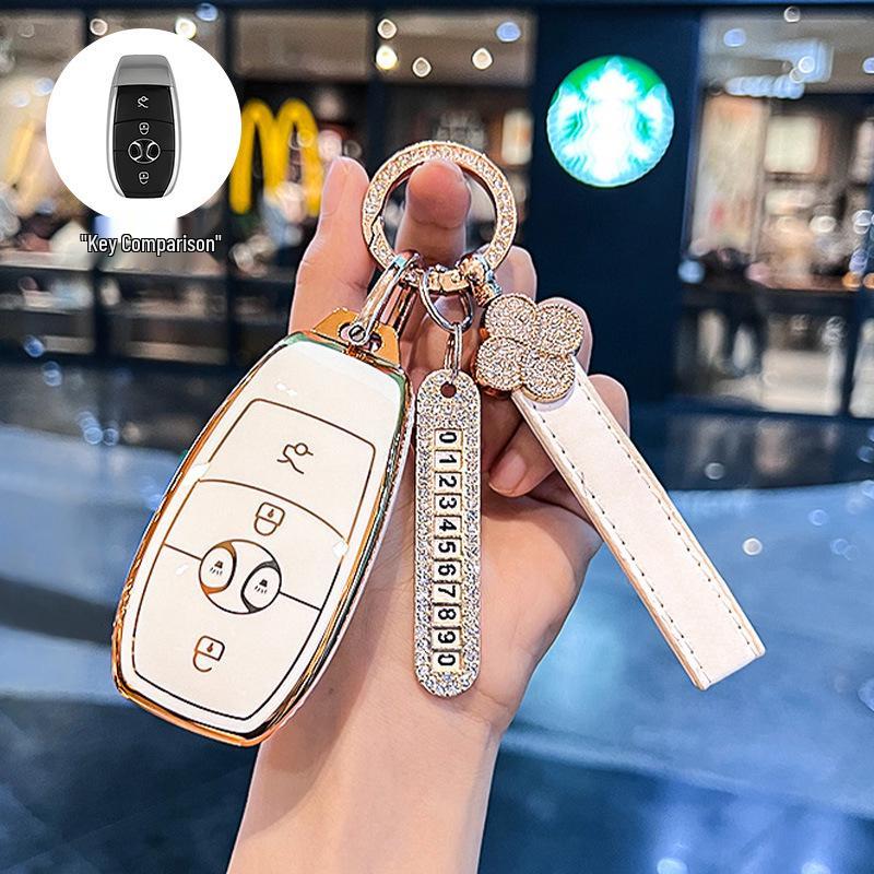 BAIC EX3 Electric Vehicle Key Fob Protective Case with Buckle Bag - Full Coverage for R600 Model