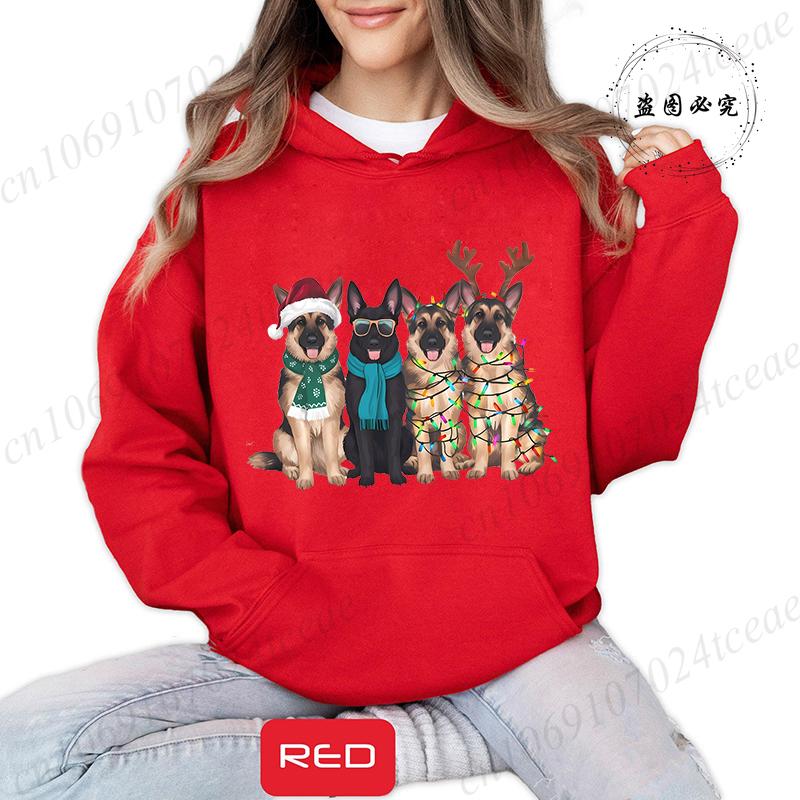 Christmas Dachshund Printed Hooded Sweatshirt Merry Christmas Women's Loose Hoodies Xmas Dog Cartoon Anime Hoody Clothing