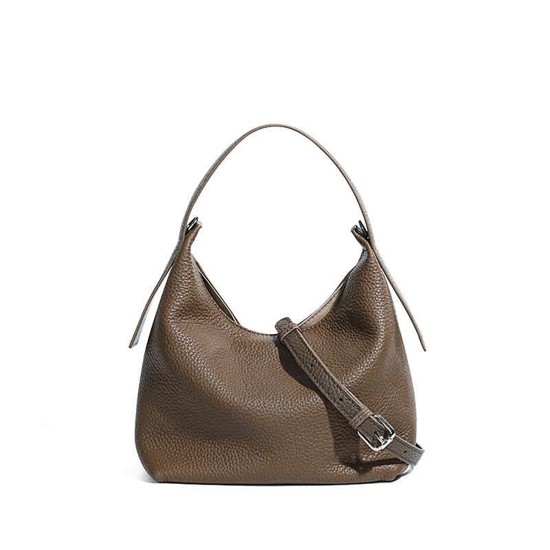New Soft First-layer Cowhide Messenger Tote Bag, Solid Color Leather Commuting Versatile High-end Portable Women's Bag