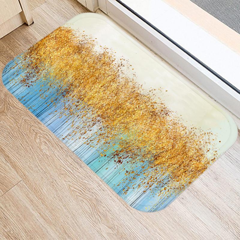 Golden bedruckte Fußmatte für Küche, Bad, Eingangsbereich, Korallensamt, Teppich, Fußmatte, farbenfrohe Fußmatten für den Innenbereich, rutschfester Teppich, Heimdekoration