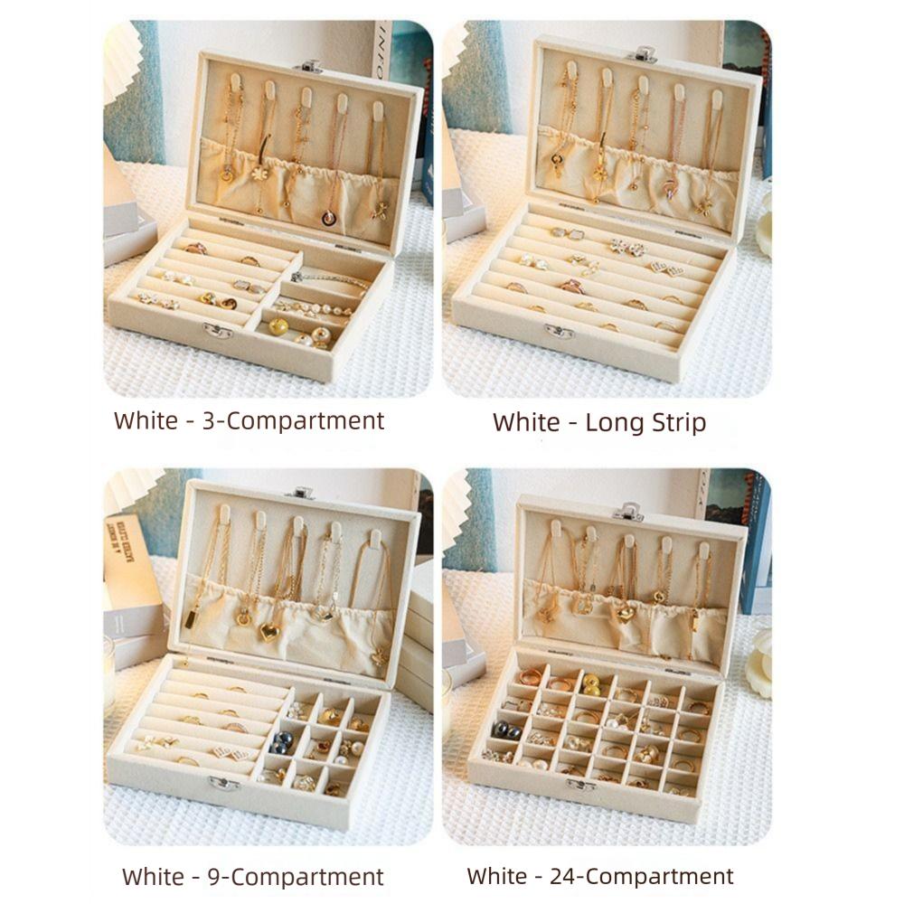 Dustproof Jewelry Storage Box Flip Lid Divided Necklace Tray  Classification