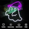 Witch Hat Ghost Neon Sign for Wall Decor Halloween Spooky Ghost LED Sign Gothic Lamp for Bedroom Bar Halloween House Party Decor
