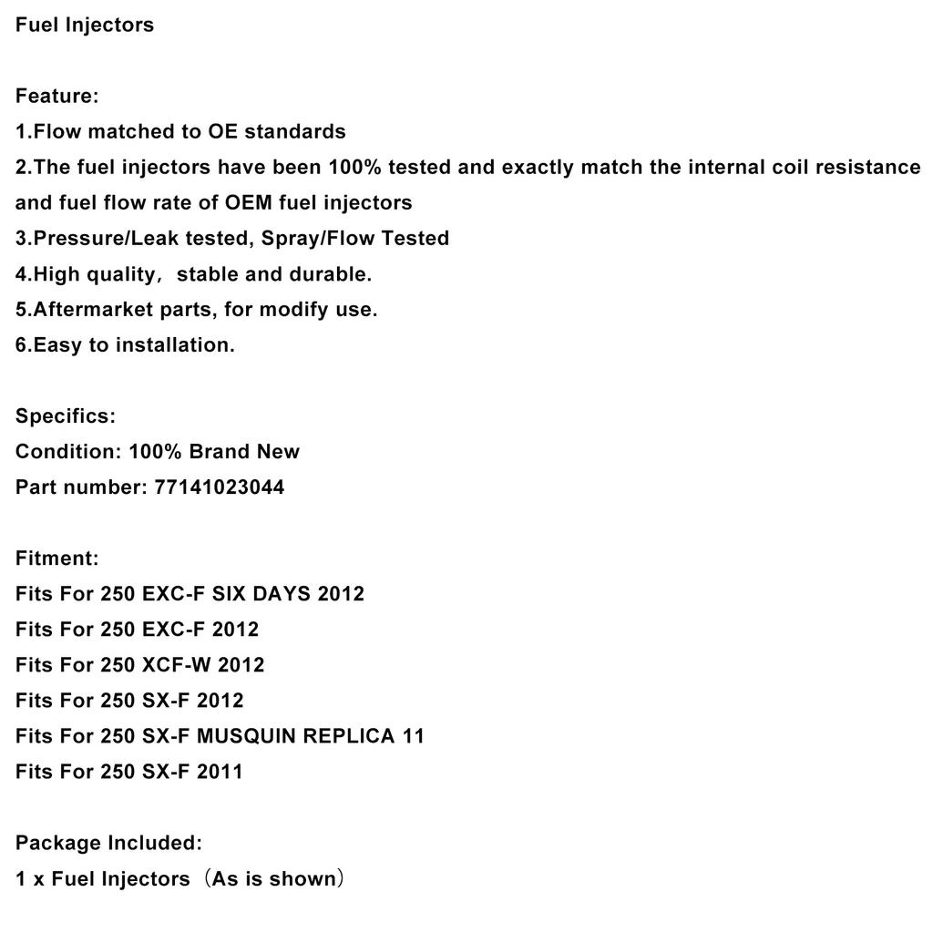 77141023044 Fuel Injectors Fits For 250 EXC-F XCF-W SX-F 2011-2012
