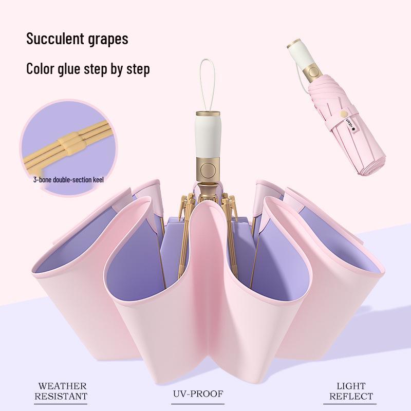 

Women s Compact Auto Open/Close Anti-Puncture Folding Umbrella with UV Gel Sun Protection and Rounded Corners