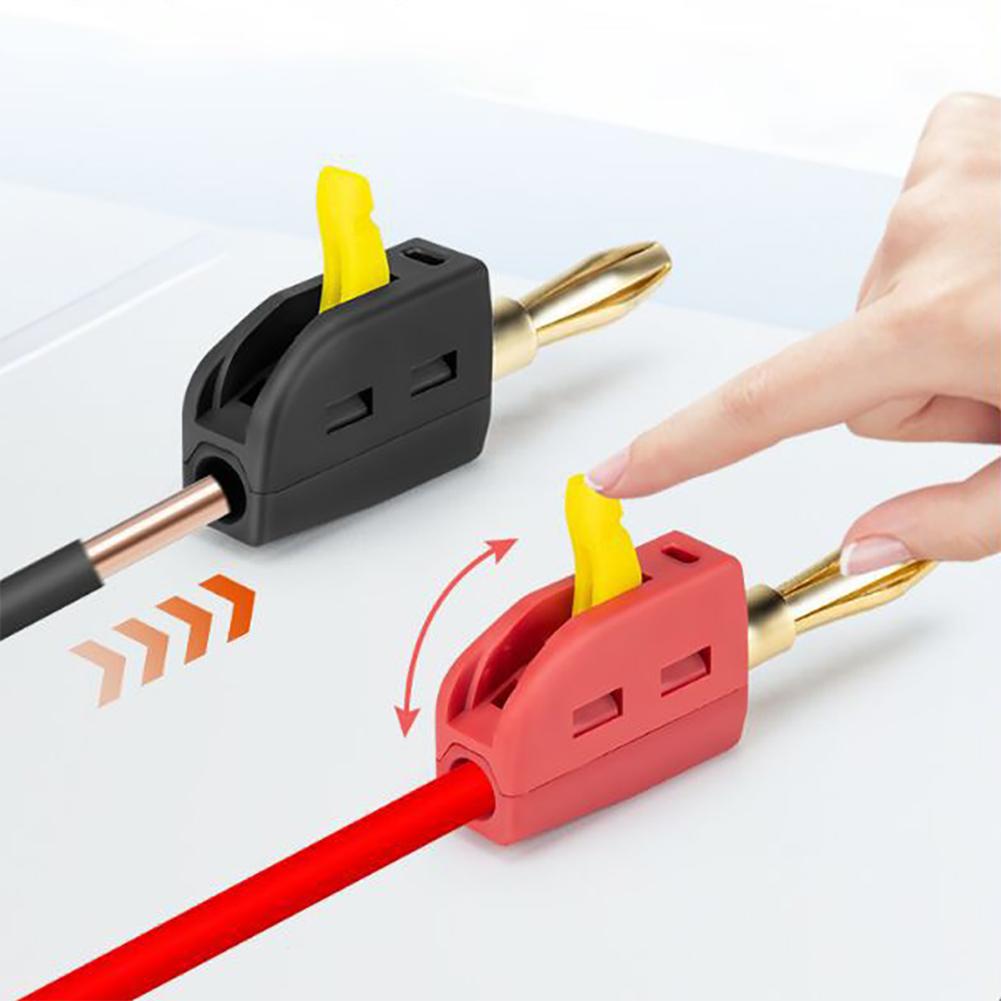 10Pcs 4mm High Current Plugs Self-Locking Gold-Plated Banana Connector Push-On Quick Connect Plug for 32A Electrical Test