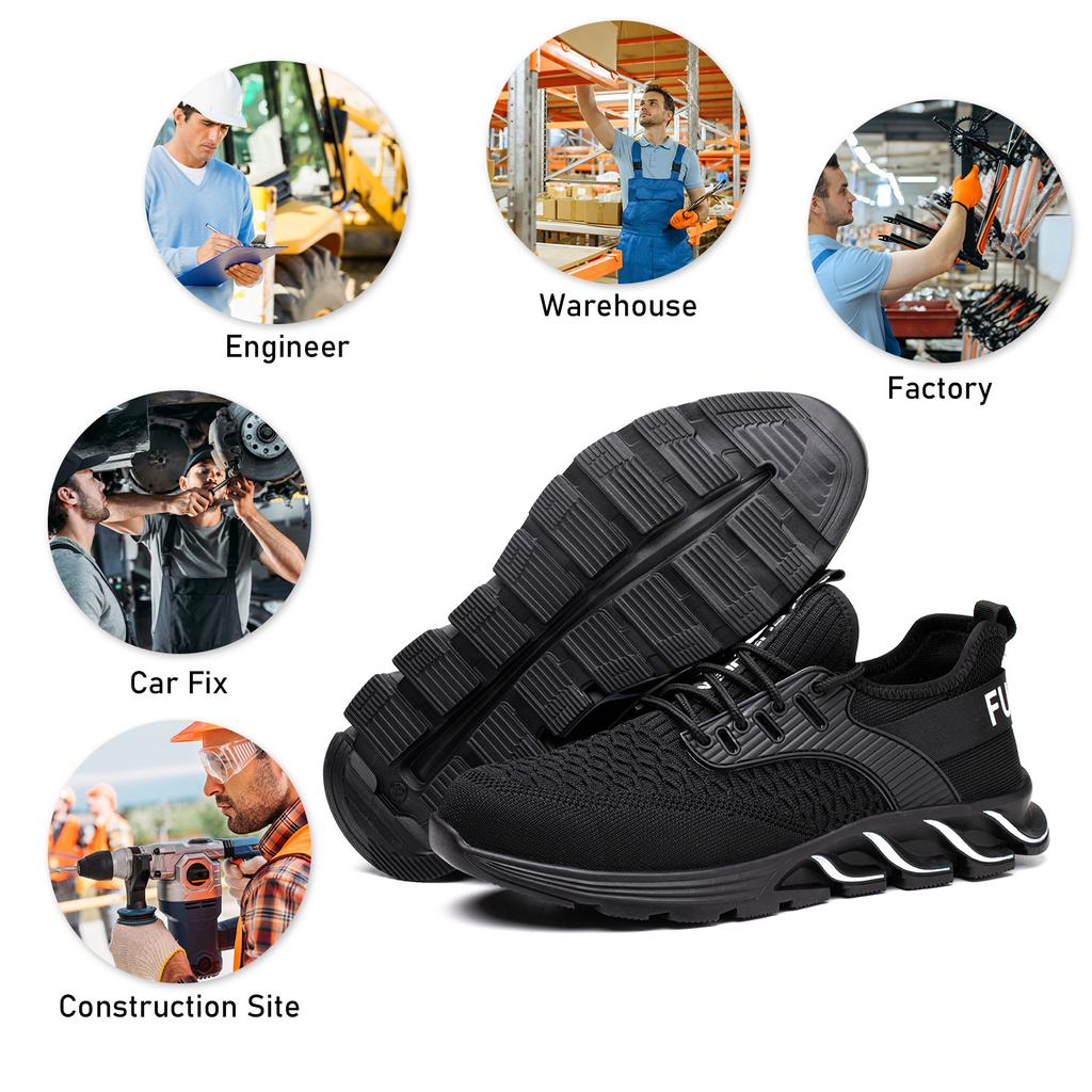 Fashion Safety Shoes Men Contruction Steel Toe Work Safety Boots Man Outdoor Indestructible Work Sneaker Men's Work Shoes 36-47