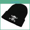 Skull Embroidered Knit Hat For Winter And Fall Fashion And Holiday Wear
