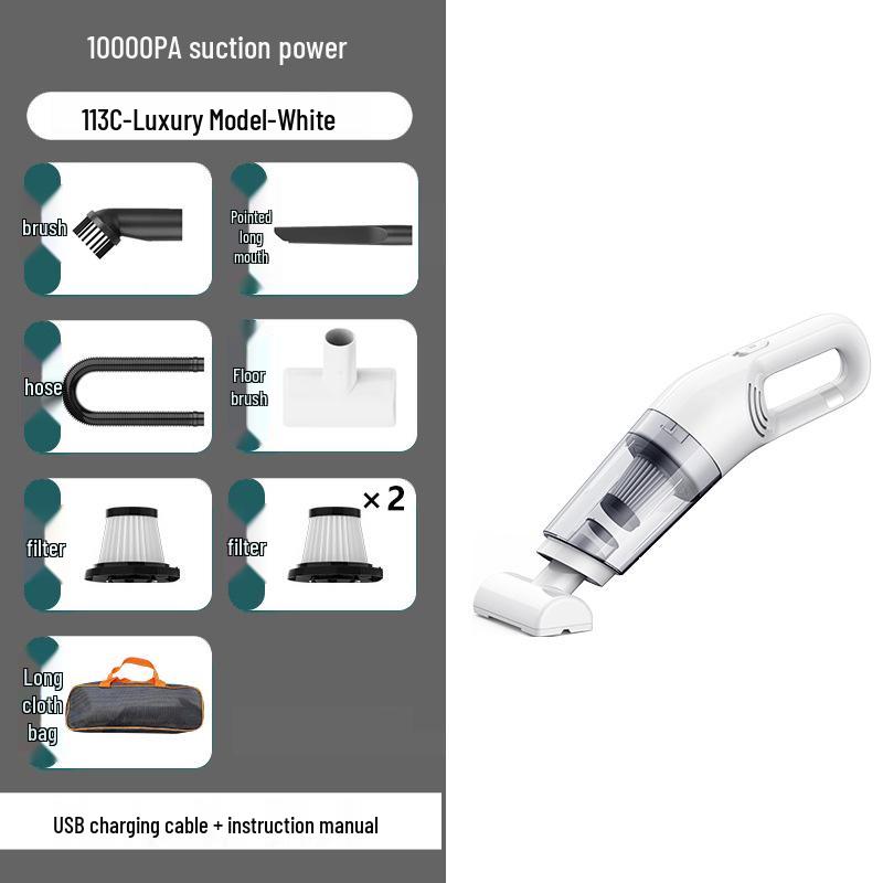 High-Power Handheld Car Vacuum with Wireless Charging, Compact Size, and Strong Suction