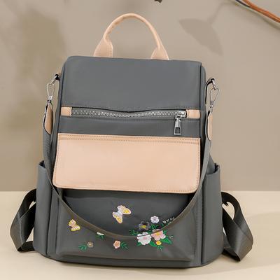 Women's Embroidered Backpack Large Capacity Shoulder Bag Multi-Function Backpack