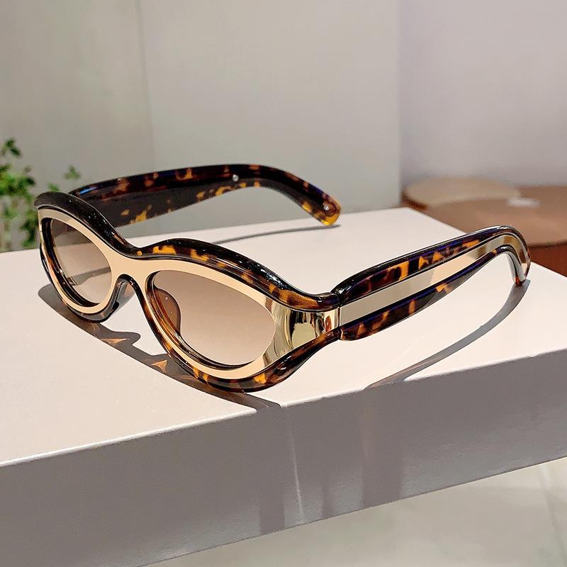 Y2K Vintage Luxury Designer Double Color Cat Eye Sunglasses Women Men Trend Punk Small Frame Shade