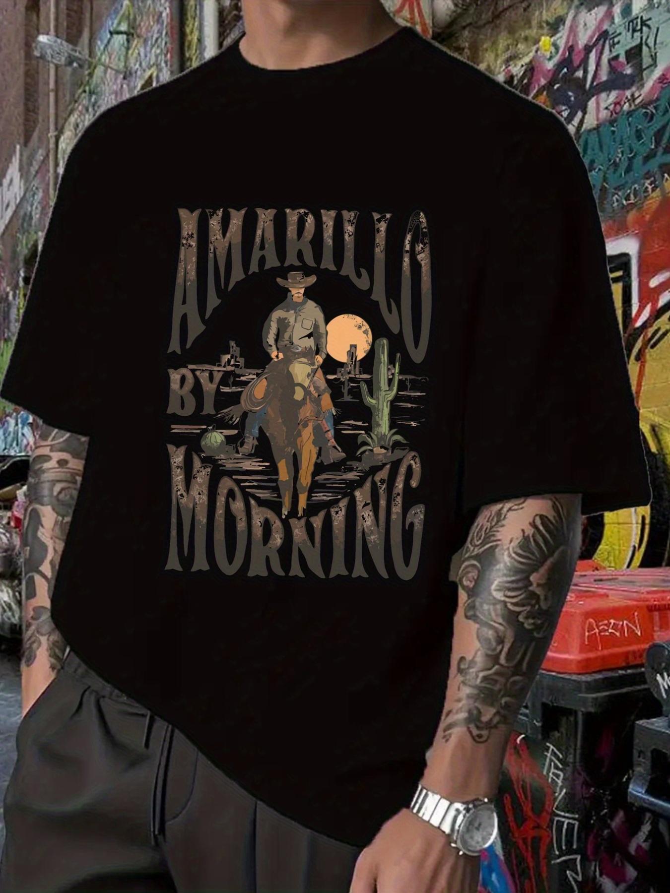 Western Cowboy Graphic T-shirt -  AMARILLO BY MORNING  Print XXL