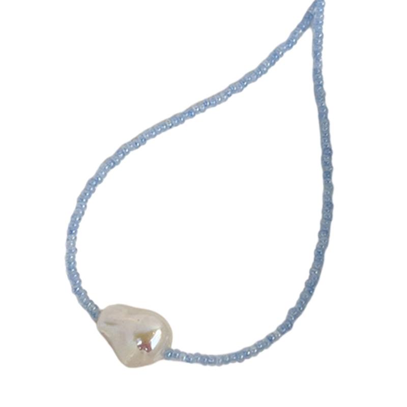 

Beads Necklace Pendant Choker Fashion Accessory Collarbone Chain Neck Jewelry Resin Material Suitable for Party Daily синий