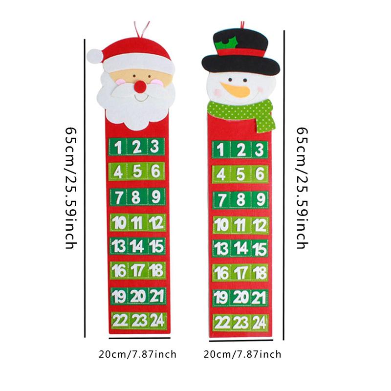 Non-woven Fabric Christmas Advent Calendar Wall Door Hanging Countdown Xmas Calendar for Christmas Birthday Gift Home Decor
