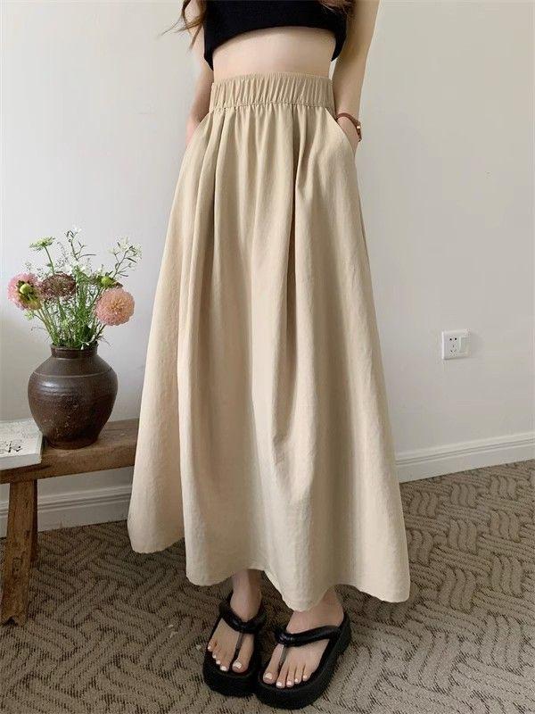 Yamamoto Autumn High-Waist Pleated A-Line Midi Skirt