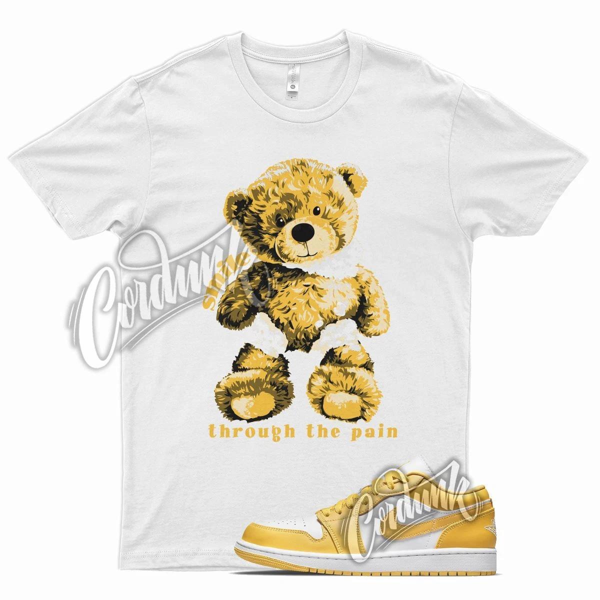 White SMILE T Shirt for J1 1 Pollen Yellow University Gold SB Overbreak L