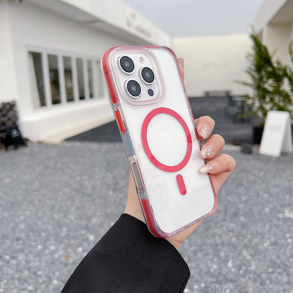 For iPhone 16 Pro Case Compatible with MagSafe Clear TPU Acrylic Phone Back Cover