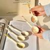 High-Value Long-Handled Ceramic Spoon, Household Soup Spoon, Cute High-Value Coarse Pottery Spoon Ins Wind