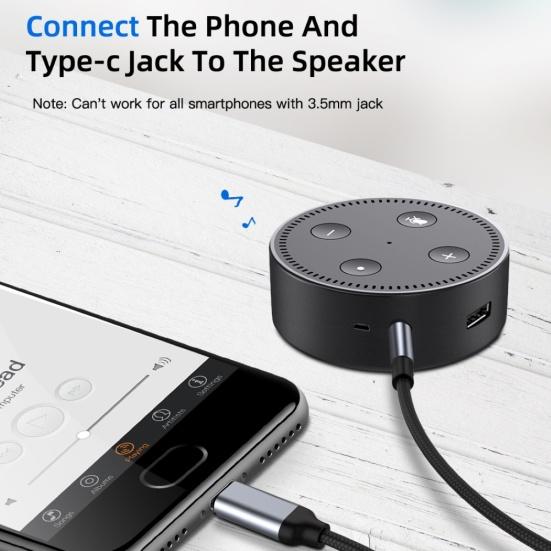 Type-C to 3.5mm AUX Headphone Jack Audio Connector Cable Cord for Phone Tablet