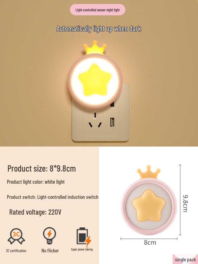 Plug-in LED Night Light: Soft, Energy-Saving, Eye-Friendly Bedside Lamp for Children and Baby Feeding.