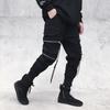 Men's Slim Fit Chinese Style Work Pants with Zipper and Ribbon Detail
