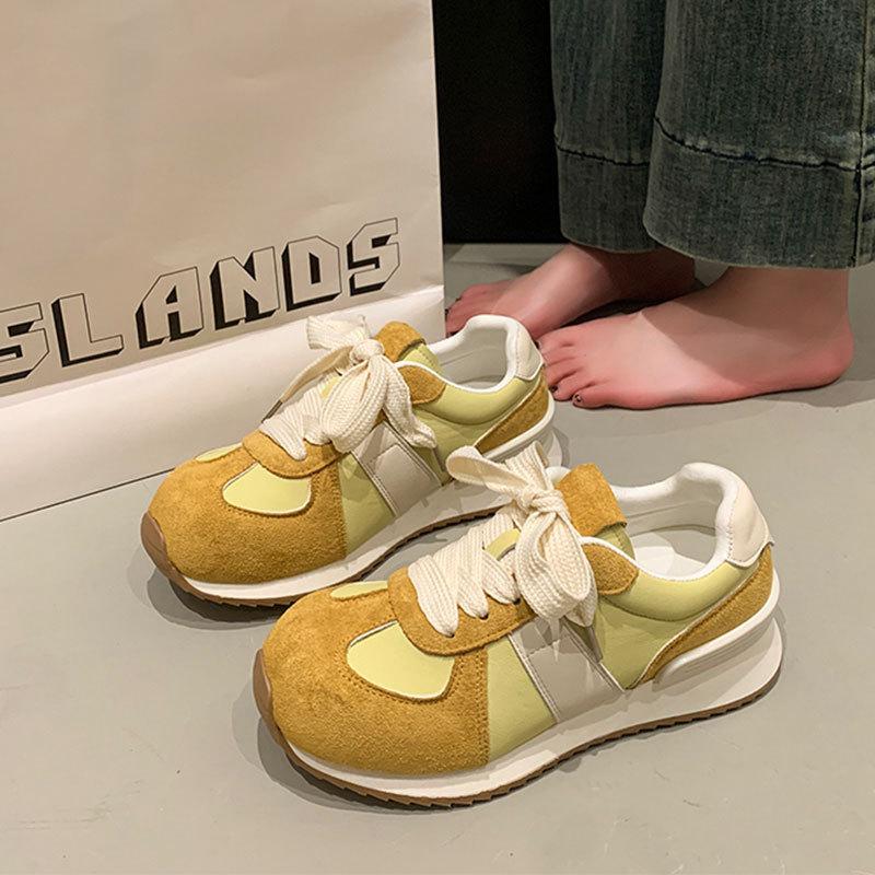 Chic niche design student waffle shoes 2025 spring new thick-soled ugly cute Forrest Gump sports dad shoes women