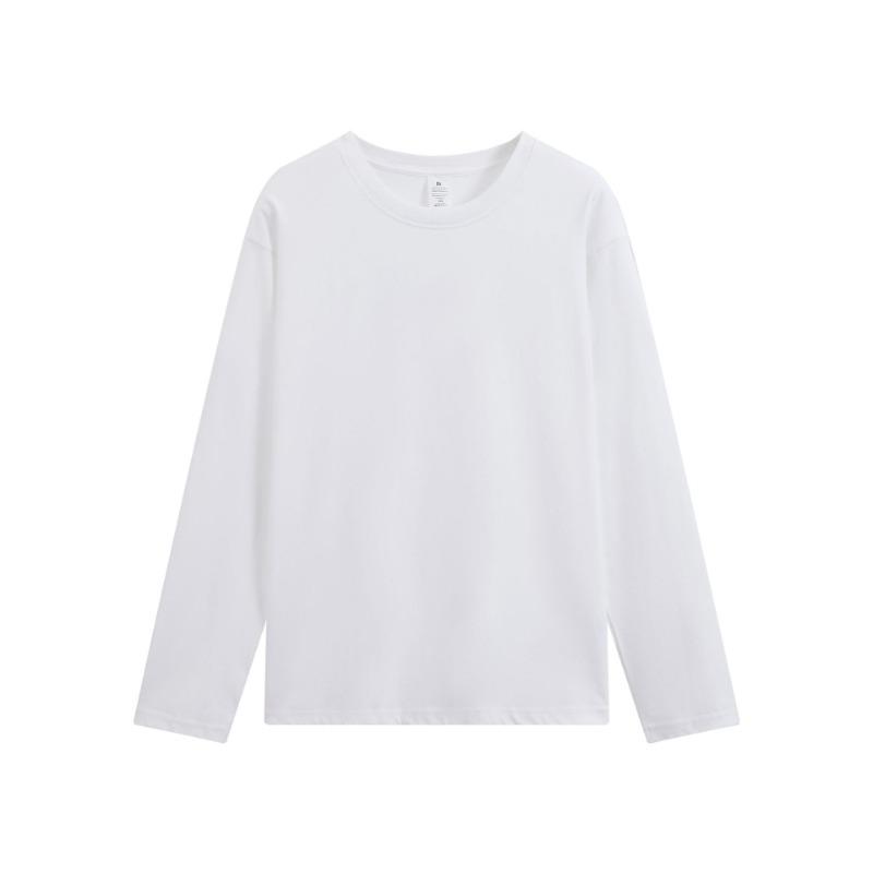 New Round Neck Loose Tees Long Sleeve T-shirt 12 Solid Color Cotton White T-shirt High Quality Oversized Tees Plus Size S-5XL