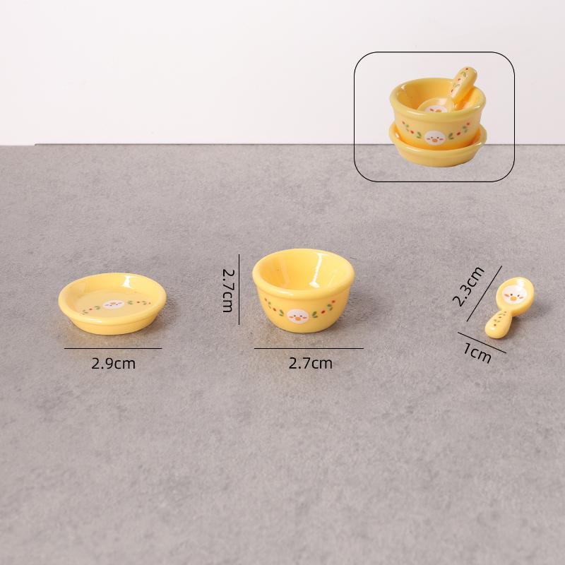3Pcs 1/12 Dollhouse Mini Instant Noodles Bowl Plates Dishes Model Simulation Kitchen Decoration Doll House Pretend Play Toys