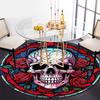 Stained Glass Skull with Roses Wall Art DecorRound Non-Slip Chair Mat Chair Carpet for Office Rugs for Office Decor Gift For Valentine's Day Mother's