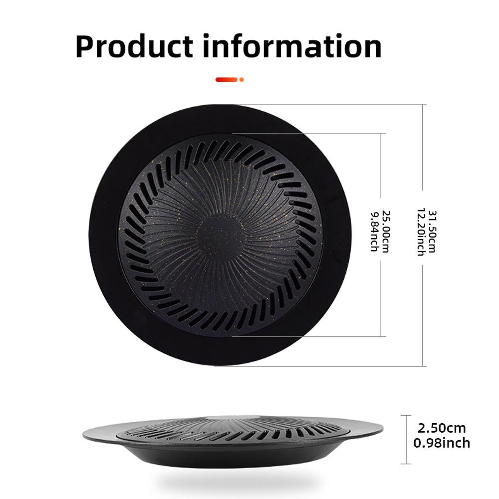 KOSUN Korean Grill Pan Stove 10" Non-stick Griddle Plate for Indoor Portable Smokeless Barbecue Pan for Gas and Induction Stove