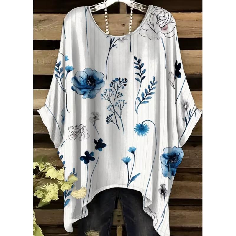 Elegant Boho Print T-Shirt for Plus-Size Women