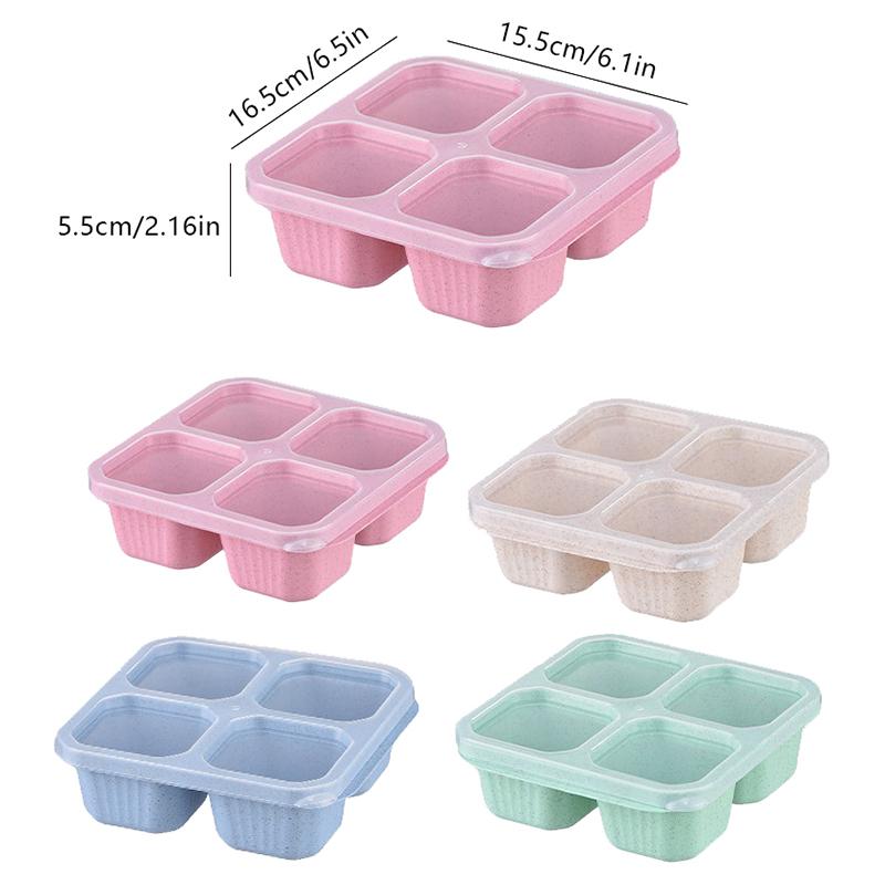 4 Grid Snack Containers Reusable Meal Prep Lunch Containers Portable For Kids And Adults Home Snack Storage Bottles Kitchen Tool