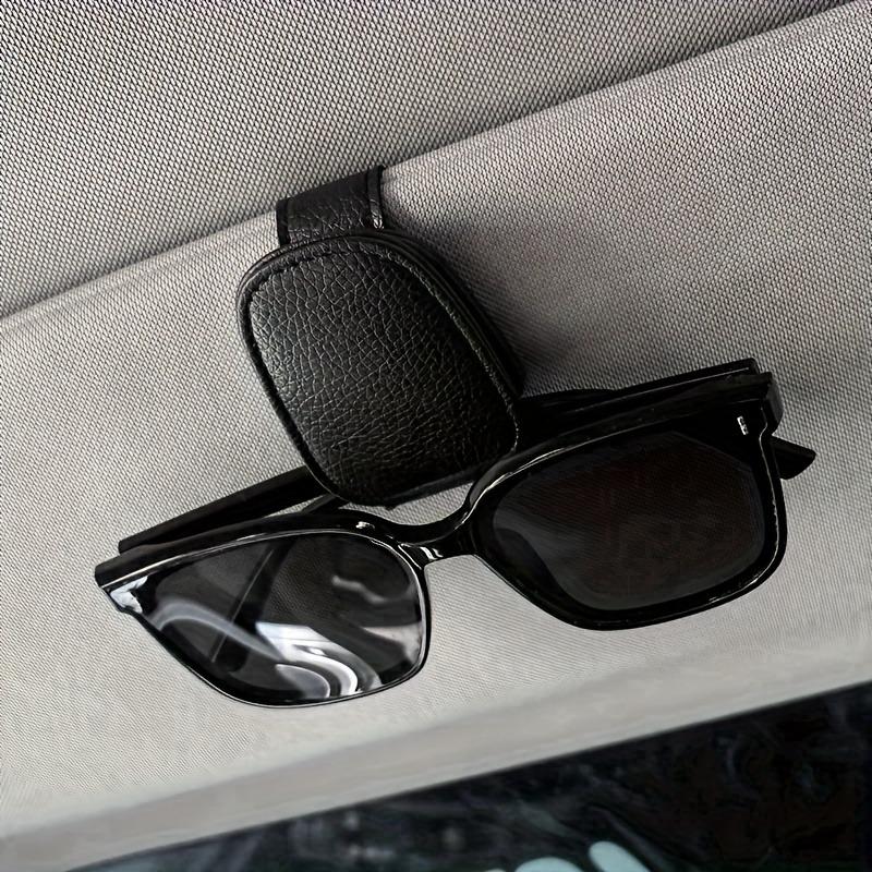 Premium Leather Car Glasses Holder - Luxury Visor Clip with Multi-Card Storage