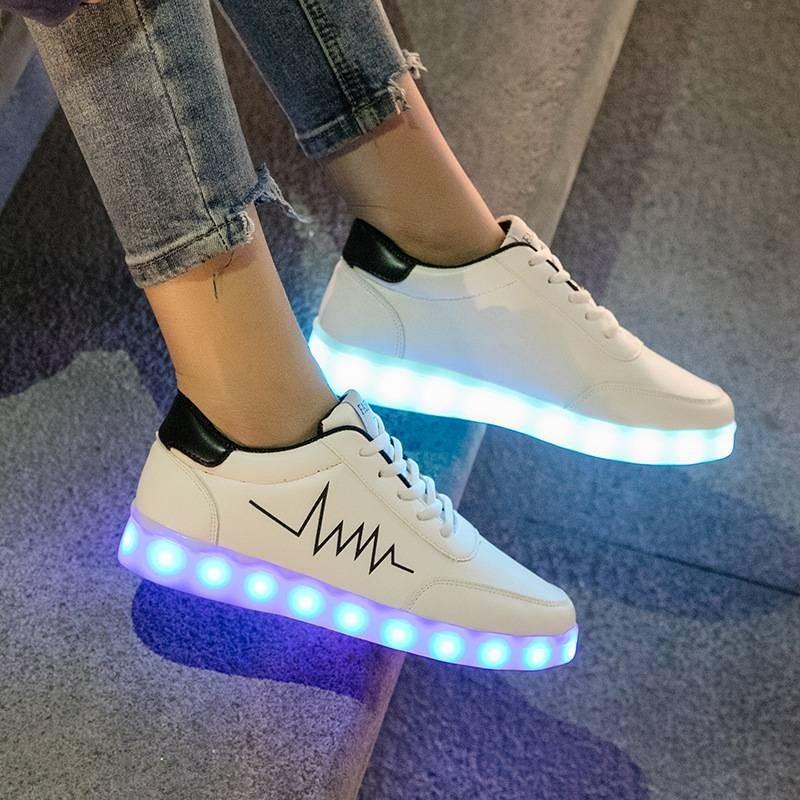 Unisex Colorful Led Light Up Shoes Usb Rechargeable Spring Summer Dance Sneakers With Deodorizing Features White,44≈Foot Length27cm/10.62in