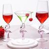 1Pcs Creative Pink Flamingo Cocktail Glass Martini Goblet Nverted Cone Shaped Wedding Birthday Party Crystal Champagne Wine Cup