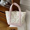 Sweet Large Capacity Soft Fabric Women Shoulder Bag Fashion Solid Color Floral Female Handbag Simple Winter Ladies Underarm Bags