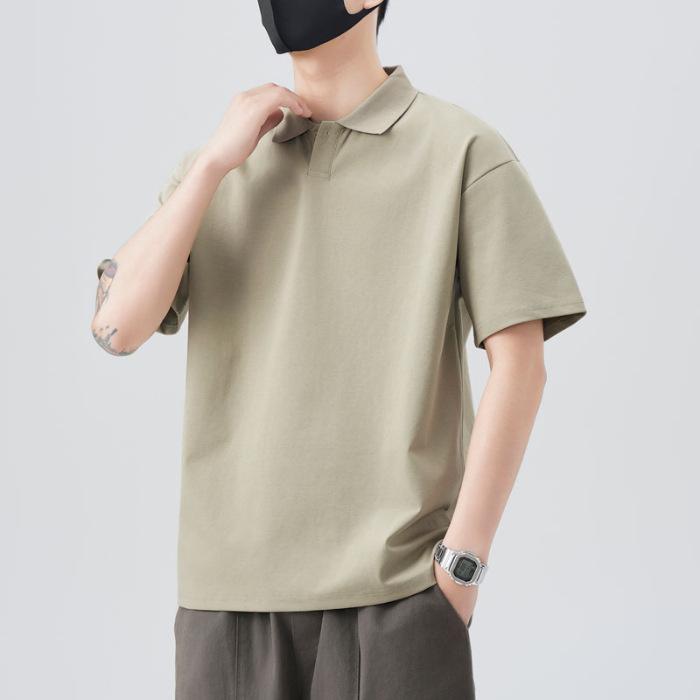 Mens Summer Updated Relaxed Fit Short-sleeved POLO Blouse Mens Lapel Thin Short T-top