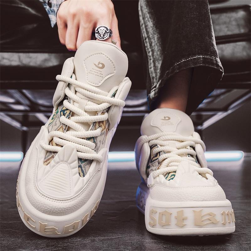 

Белая обувь 2024 новый тренд универсальная повседневная обувь для скейтборда мужская толстая подошва увеличивающая рост удобная спортивная трендовая обувь 39 бежевый