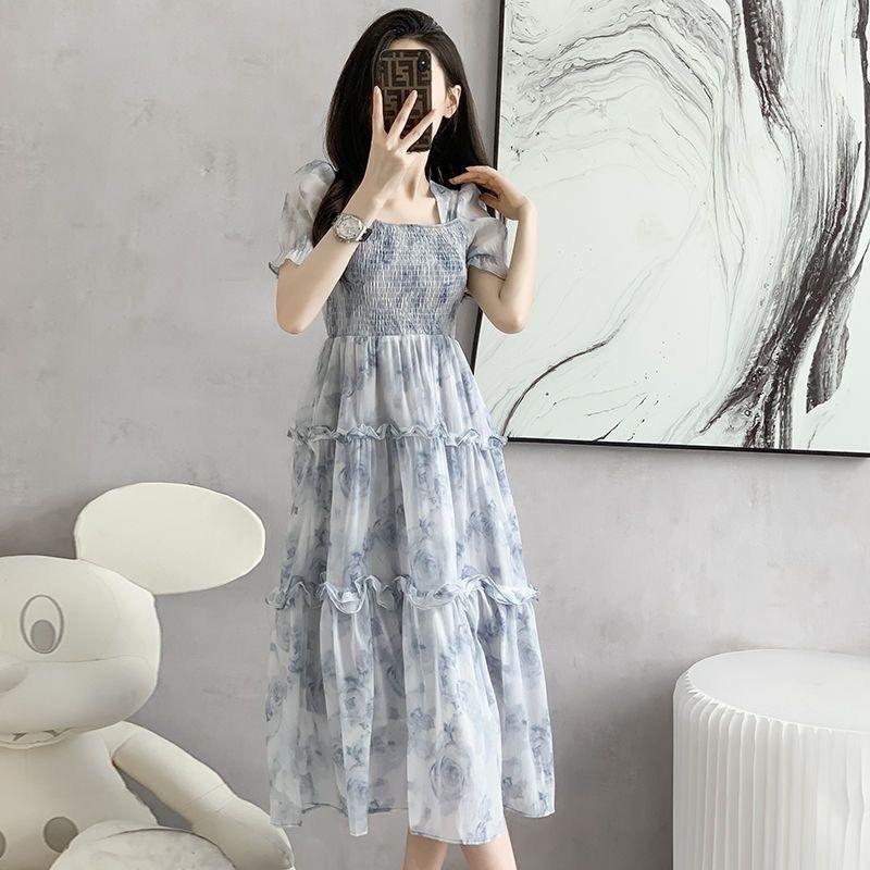 French summer new romantic lace splicing pink suspender dress women's sweet and gentle temperament long dress