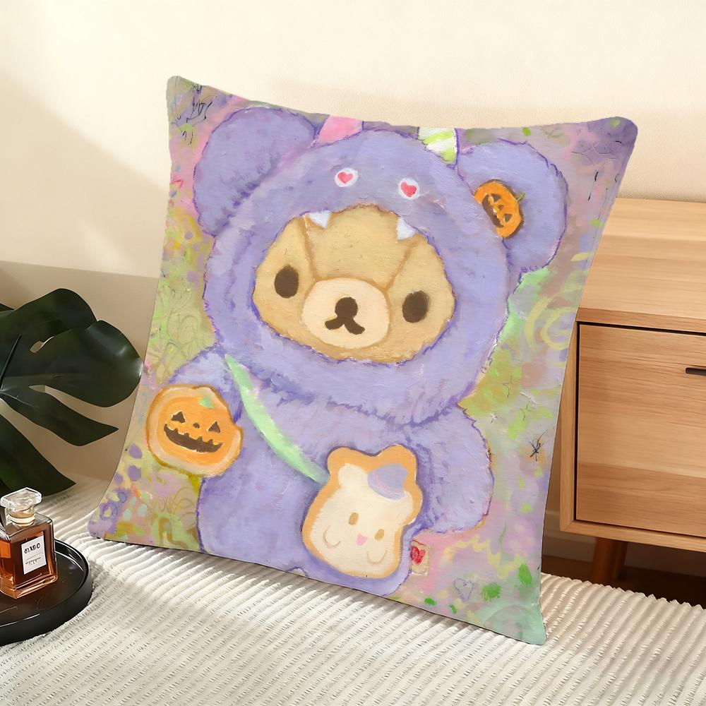 Cute Oil-Painted Small Animals Cushion Cover Silky Short Plush Home Sofa Cushion Cover - Invisible Zipper Home Decoration