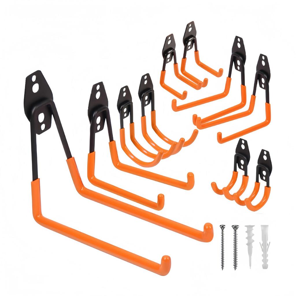Garage Wall Mount Hooks for Tools, Bicycles, Skateboards, Ladders, and More