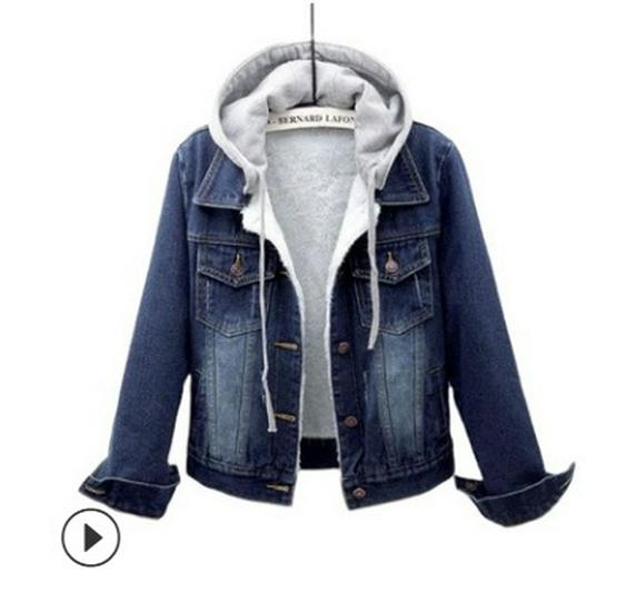 2025 Women's Short Slim Hooded Denim Jacket – Korean Style, Long-Sleeved, for Spring & Autumn Students