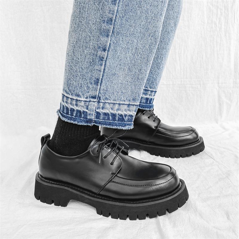 Casual Derby Men's Shoes Classic minimalist thick bottom style Outdoor Trendy Party Youth Office lace-up Hot selling Daily shoes