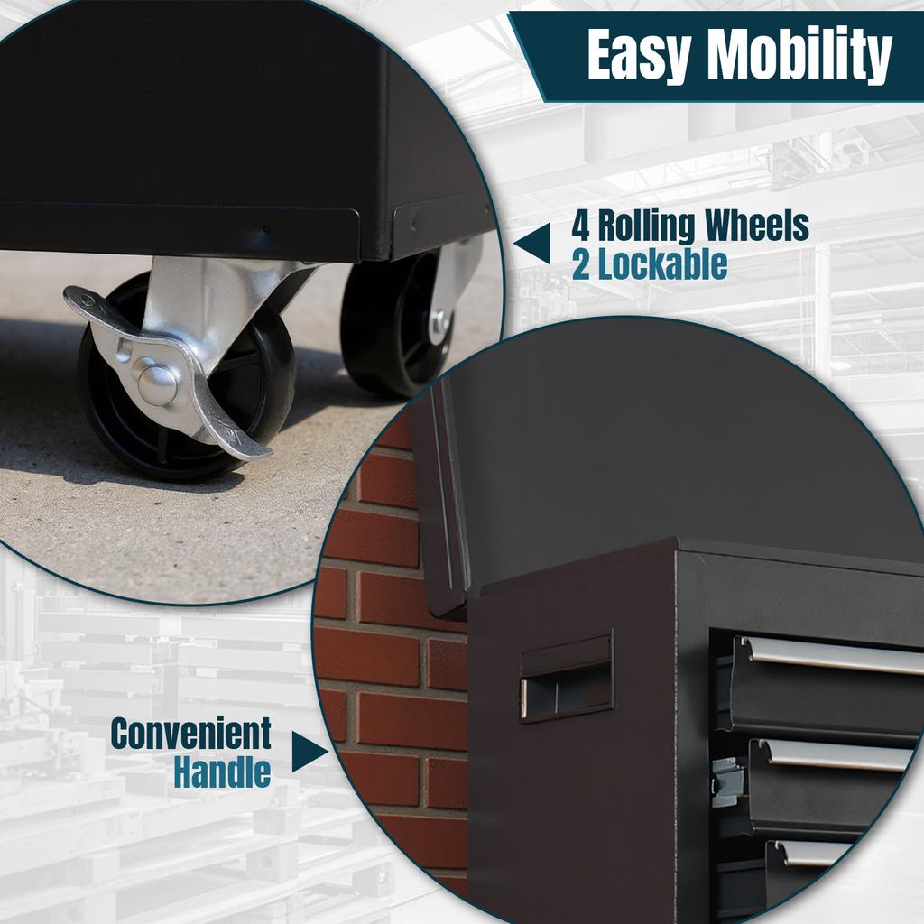 Large Detachable Toolbox with Double Door & Wheels Mechanic Tool Storage Box Parts Storage Cabinets for Factory Warehouse Use