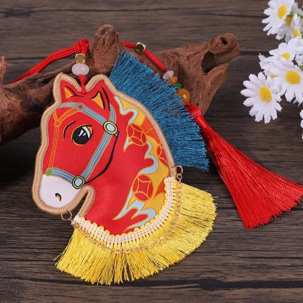 Chinese Style Pony Embroidered Pendant Tassel Car Hanging Ornaments  National Wind Style