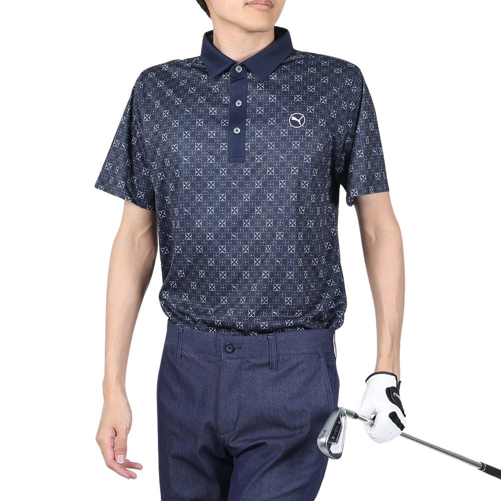 Golf Shirt GOLF Pure Monogram Deep Sky [PUMA] Polo/626275 Men's Navy/Slate