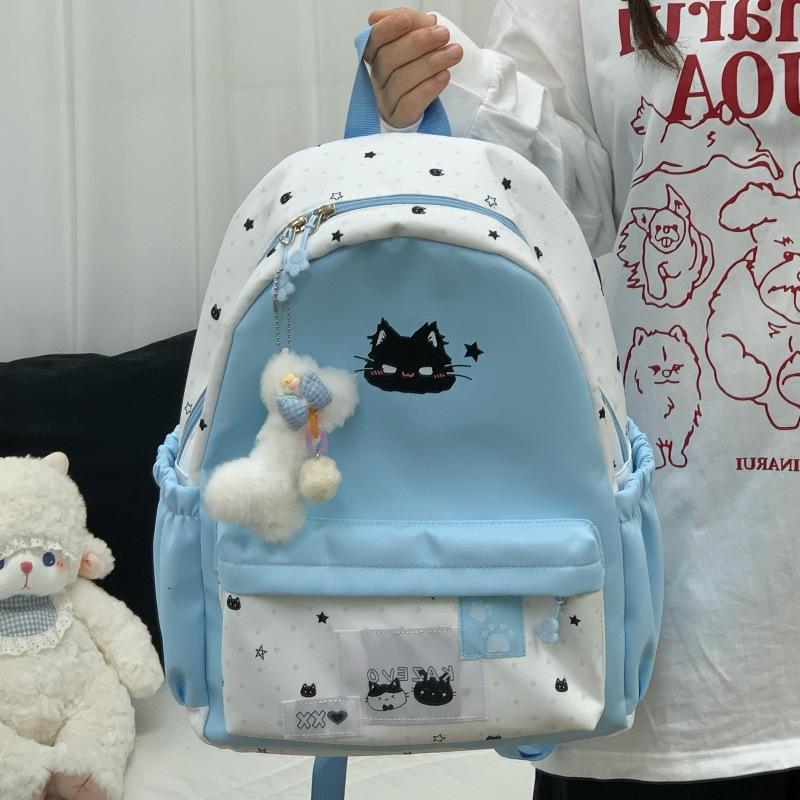 Schoolbag student cute cat print schoolbag girls weekend outing lightweight backpack trendy casual versatile backpack