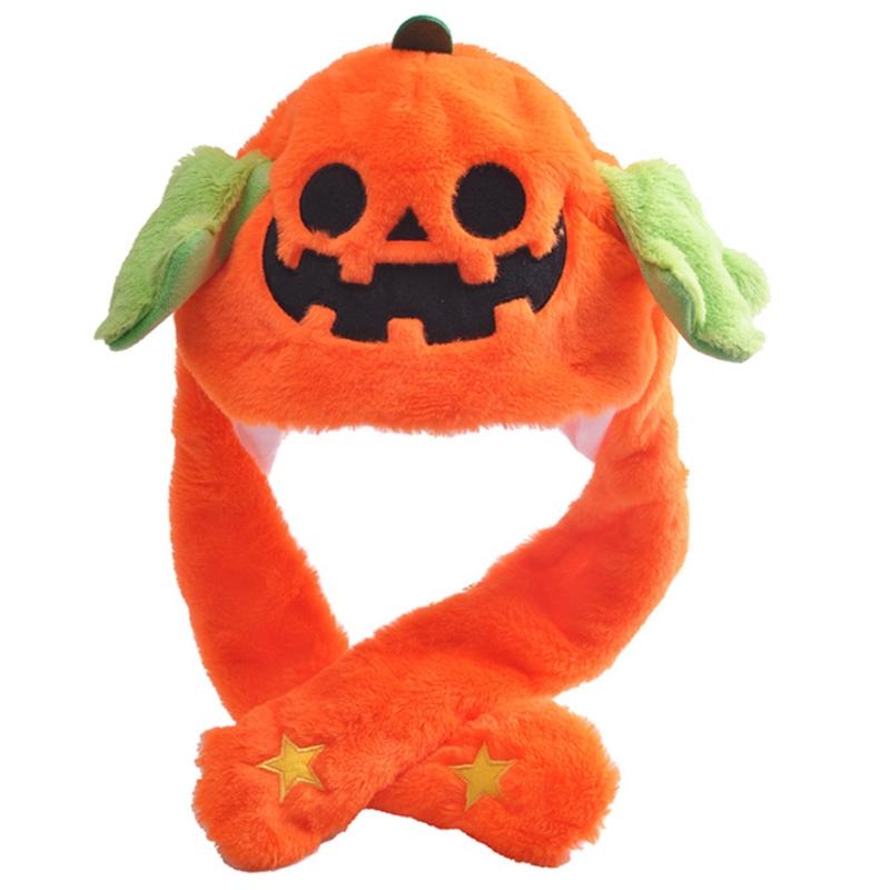 

Cartoon Hat with Fluffy Ears Movable Hat Windproof Scarf Thick Hoodies Scarf Halloween Christmas Gift for Adult Kid помаранчевий