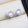 LSOOYH Natural Freshwater Pearl Earrings Women Cubic Zirconia Small Shell Design Earrings Pearl Jewelry
