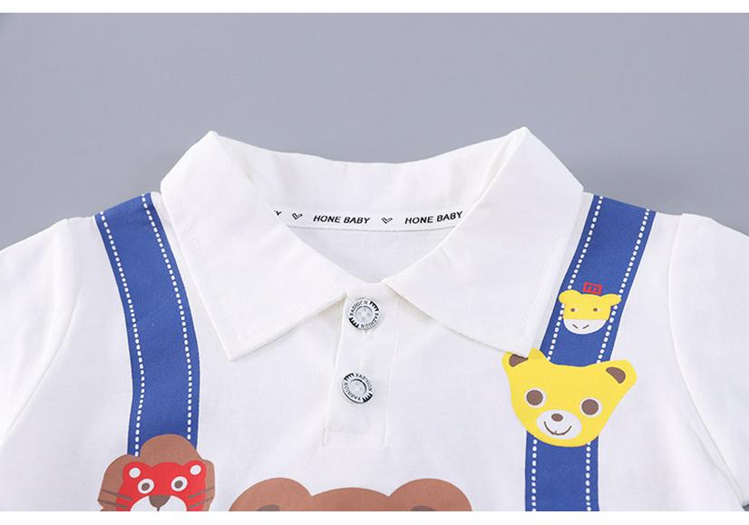 2026 Boys' Summer Stylish Bear Print Shorts Set - Trendy Two-Piece Outfit